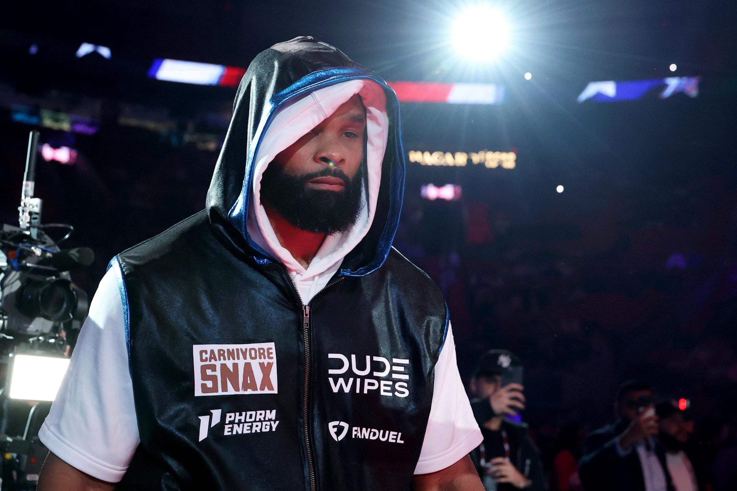MIAMI, FLORIDA - DECEMBER 19: Tyron Woodley walks out of the tunnel before his cruiserweight bout Anderson Silva during Jake Paul v Anthony Joshua at Kaseya Center on December 19, 2025 in Miami, Florida. (Photo by Ed Mulholland/Getty Images for Netflix)