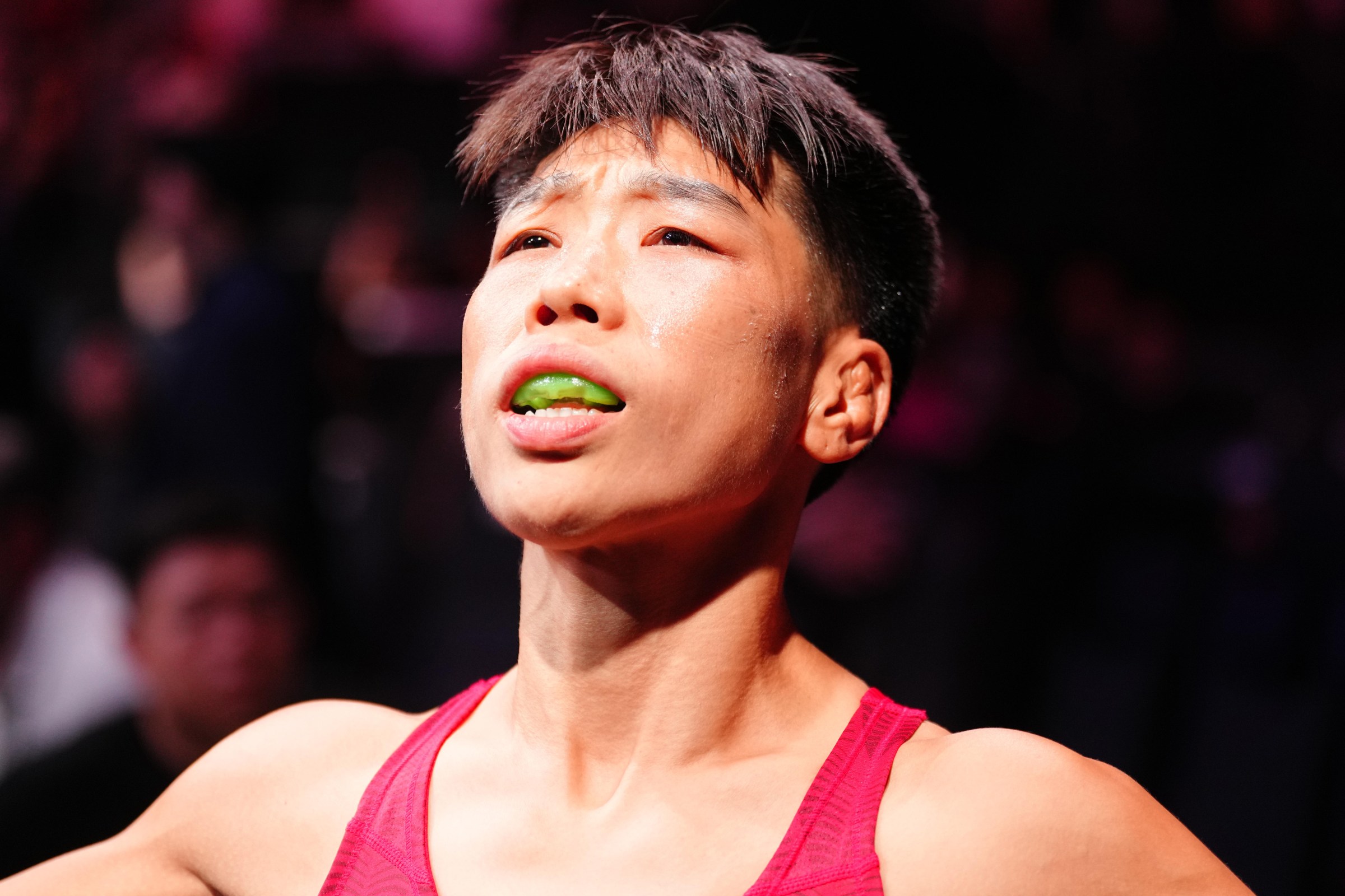 MACAU, CHINA - MAY 30: Xiong Jingnan of China prepares to face Angela Hill in a strawweight fight during the UFC Fight Night event at Galaxy Arena on May 30, 2026 in Macau, China. (Photo by Jeff Bottari/Zuffa LLC)