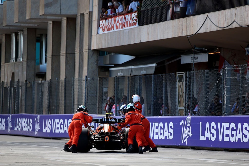 Marshals initially struggled to remove the stranded McLaren because the button which activated its clutch disengagement system had been taped over