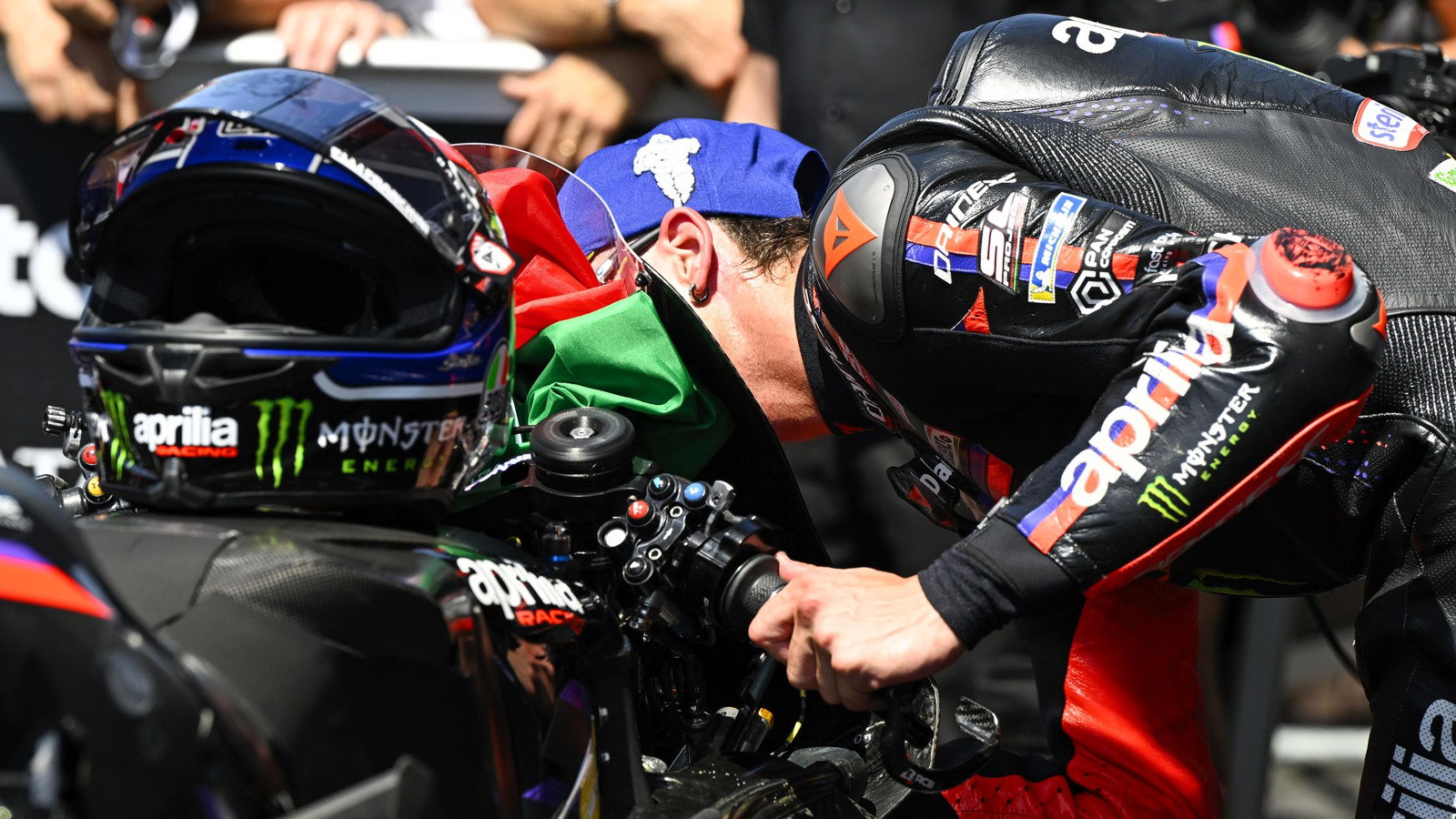 Bezzecchi kisses Aprilia, 2026 Italian MotoGP.
