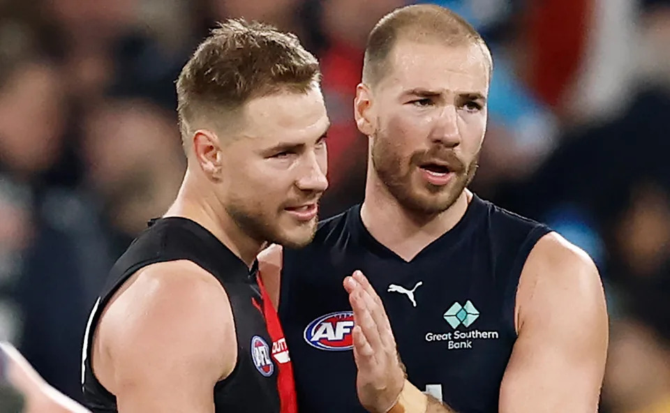 Harry McKay and brother Ben after Carlton's win over Essendon.