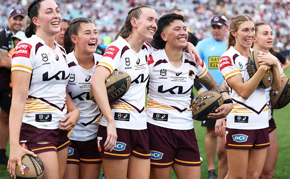Hayley Maddick, pictured here after the Broncos won the NRLW premiership in 2025.