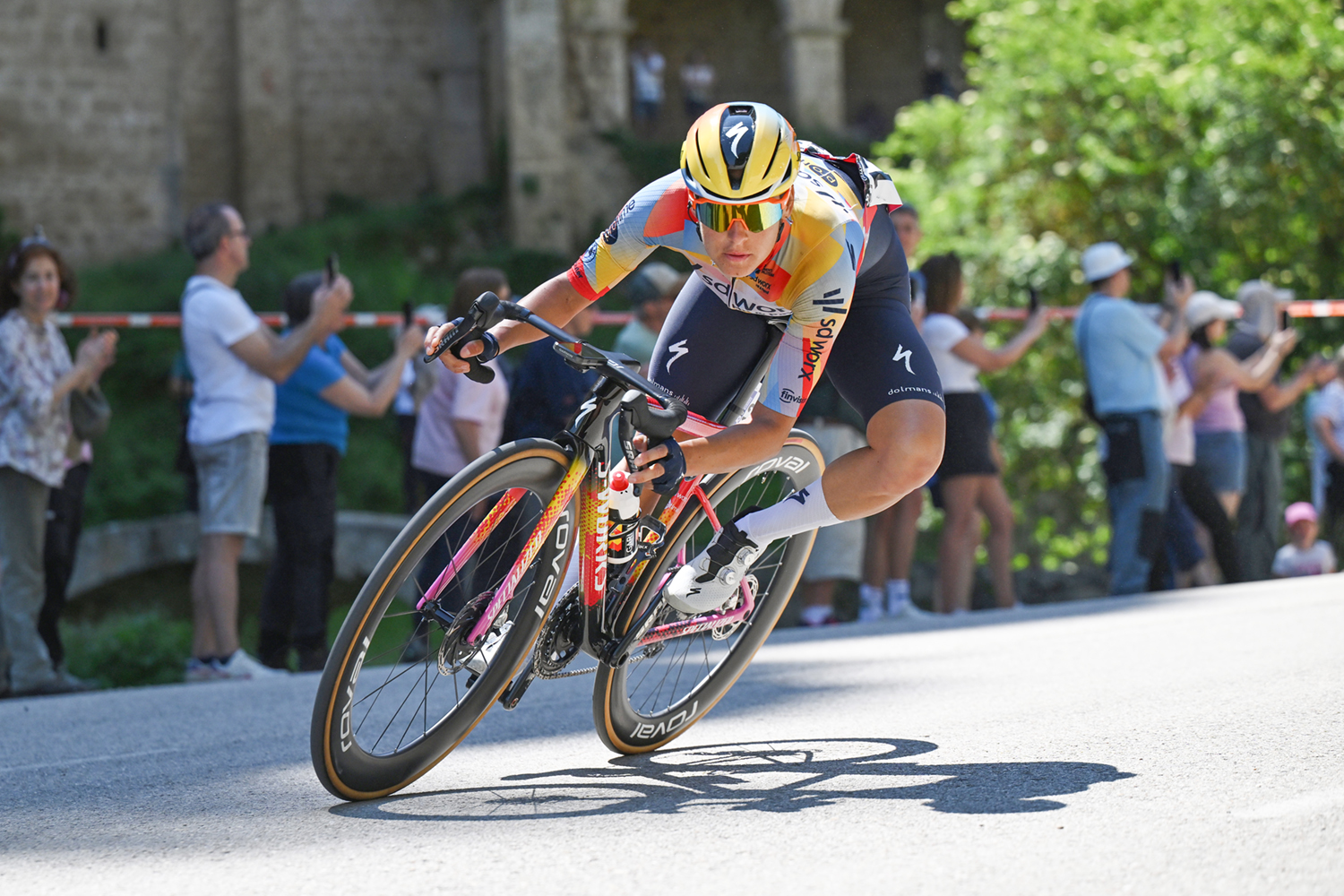 MEDINA DE POMAR, SPAIN - MAY 23: Barbara Guarischi of Italy and Team SD Worx - Protime competes during the 11th Vuelta a Burgos Feminas 2026, Stage 3 a 126km stage from Busto de Bureba to Medina de Pomar / #UCIWWT / on May 23, 2026 in Medina de Pomar, Spain. (Photo by Szymon Gruchalski/Getty Images)