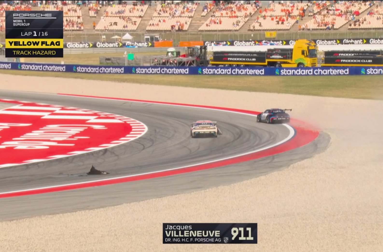 Villeneuve was caught up in a lap one crash 