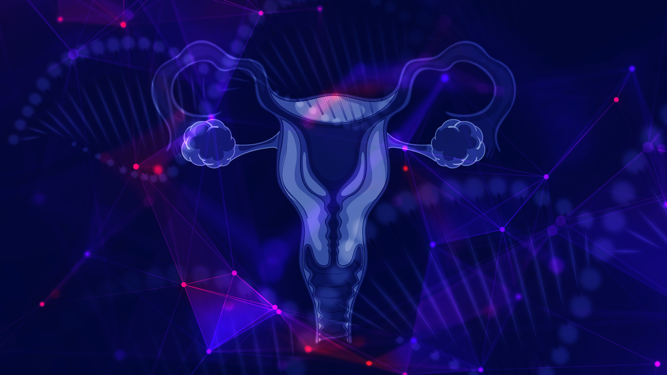 Digital DNA background of plexus lines environment and uterus