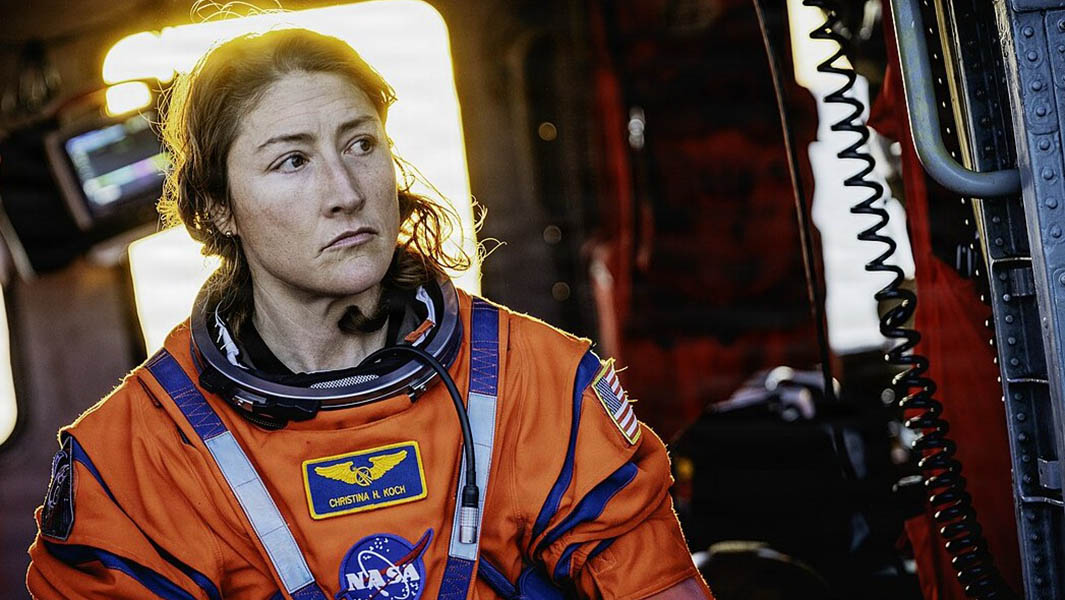 NASA Astronaut Christina Hammock Koch, pictured shortly after landing on Earth following the Artemis II mission.