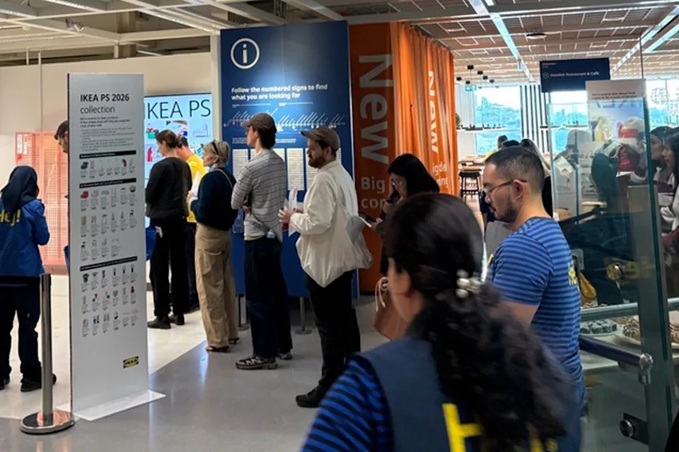 People standing in line at IKEA.