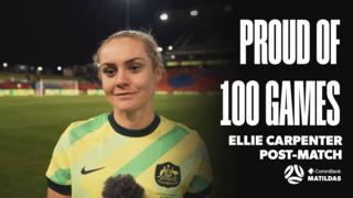 💬 Ellie Carpenter reflects on her 100 Caps for Matildas| Post-Match Interview