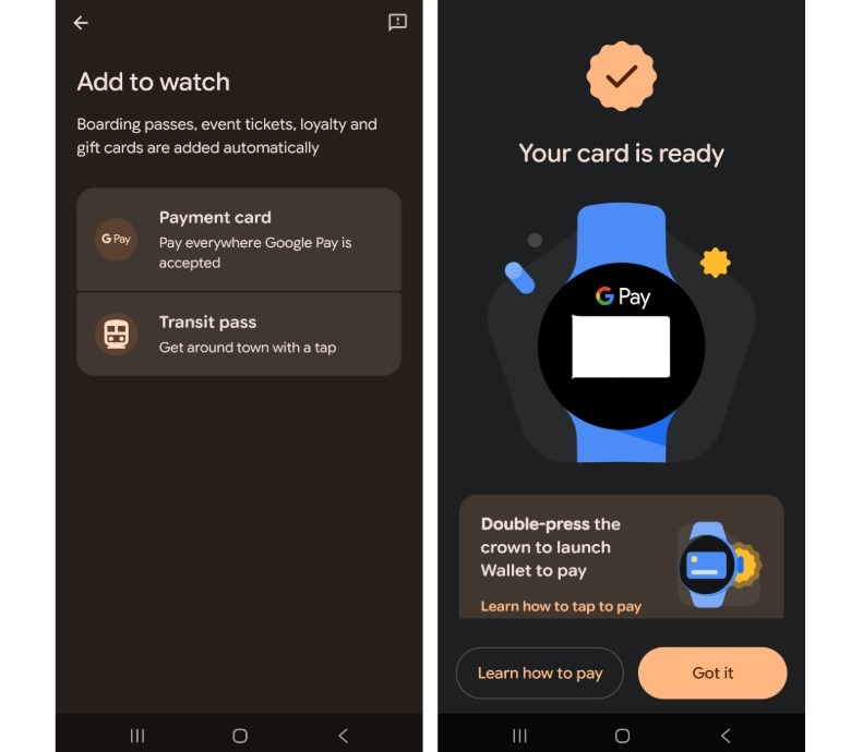 Screenshots of Google Wallet