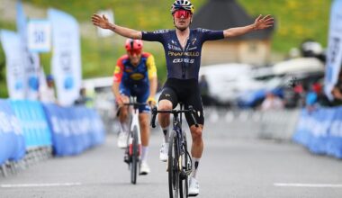 COLL DE LA BOTELLA, ANDORRA - JUNE 21: Tom Pidcock of Great Britain and Team Pinarello Q36.5 Pro Cycling celebrates at finish line as race winner during the 2nd Andorra MoraBanc Classica 2026 a 125km one day race from Andorra la Vella to Coll de la Botella 2072m on June 21, 2026 in Coll de la Botella, Andorra. (Photo by Alex Broadway/Getty Images)