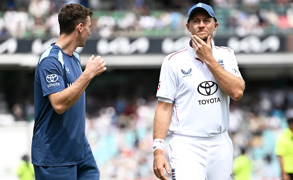 Joe Root and Harry Brook after the second Test between England and New Zealand.
