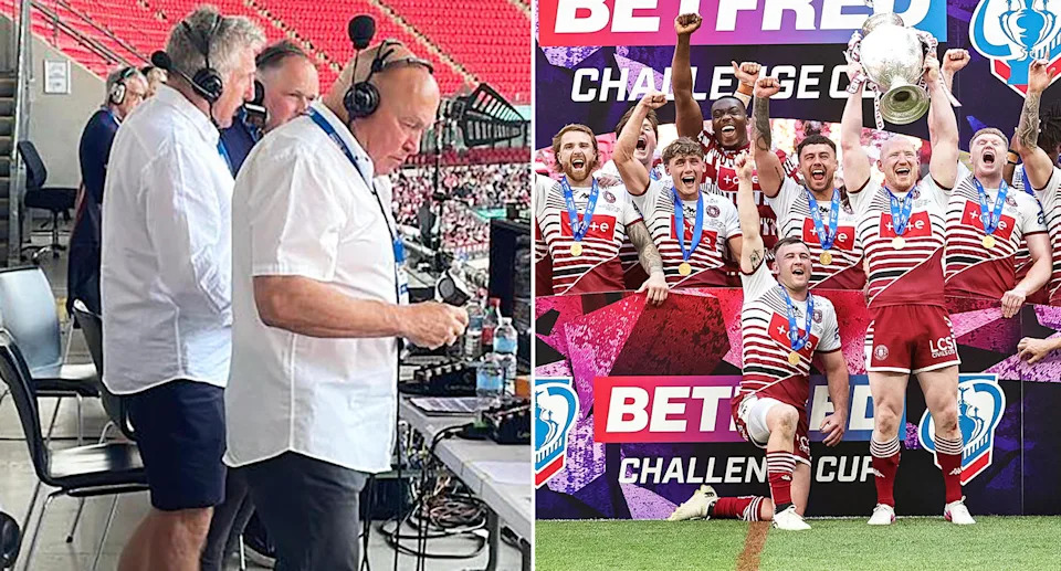 John Kear, pictured here calling the Challenge Cup final for the BBC.