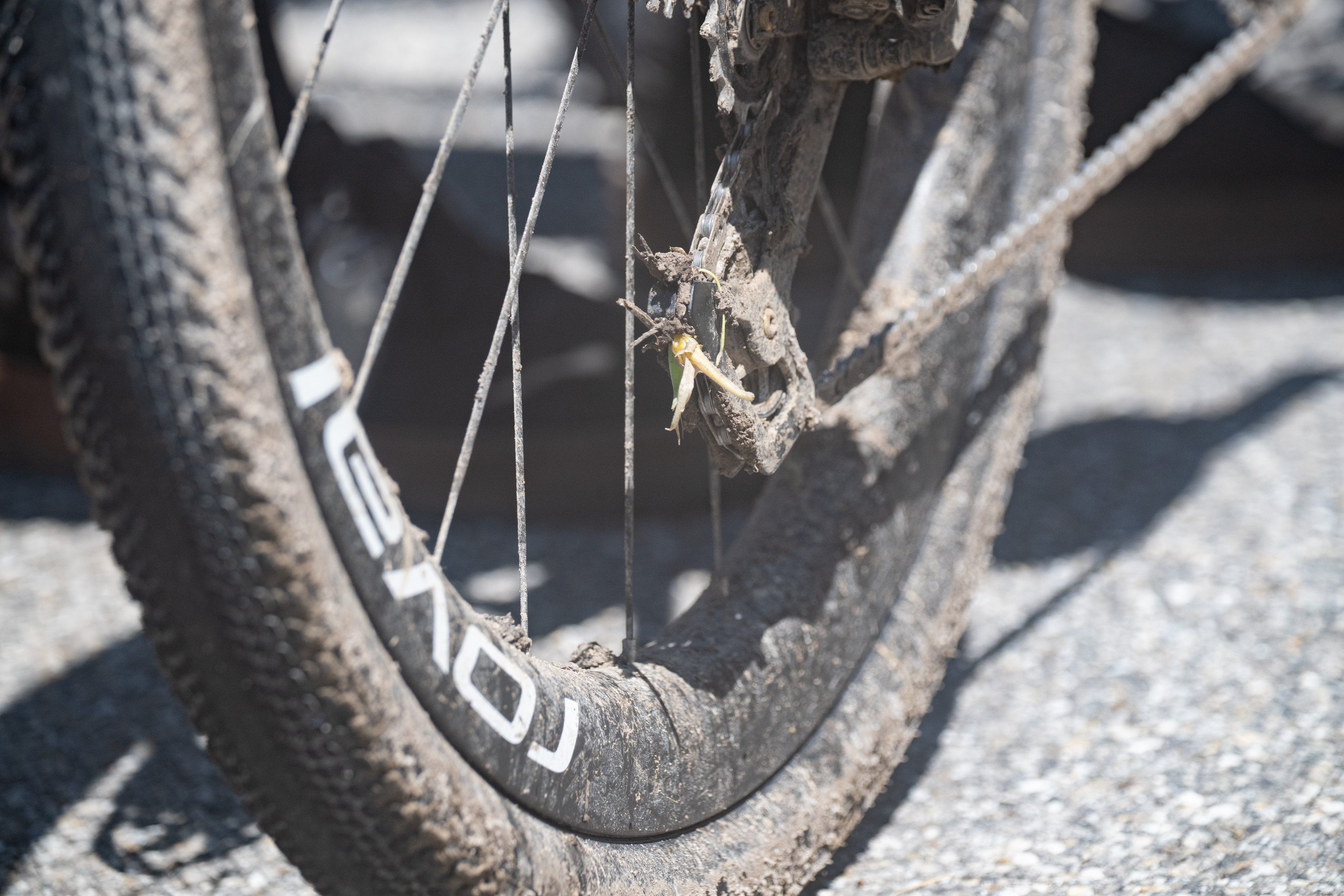 Photos of the bikes from the finish line of Unbound Gravel 2026