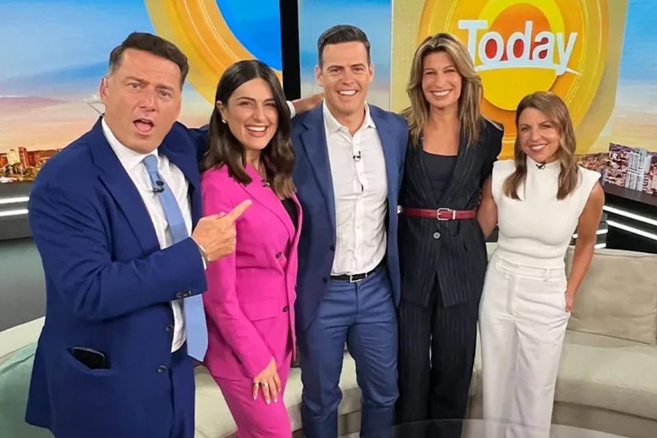Michael Atkinson with Karl Stefanovic, Sarah Abo, Alison PiotrowskiLizzie Pearl