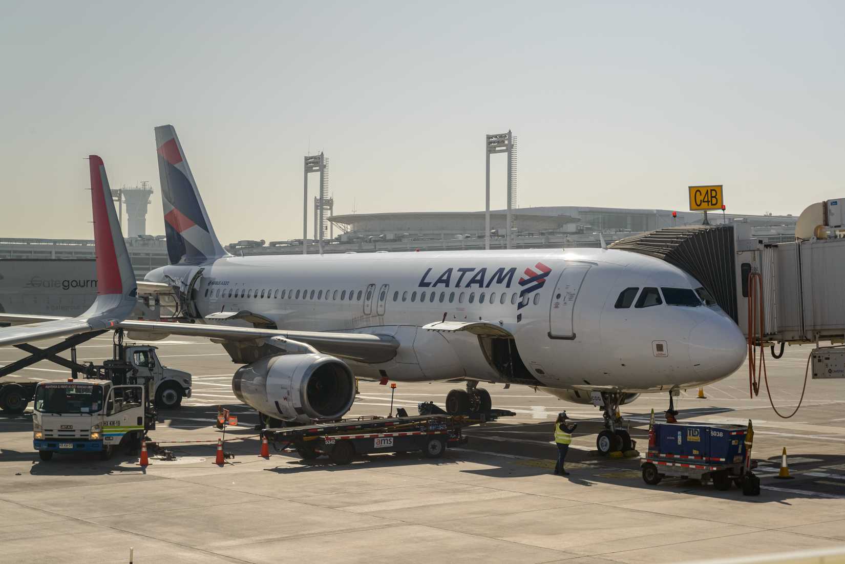 LATAM Airlines aircraft at Arturo Merino Benítez International Airport in Santiago, Chile.