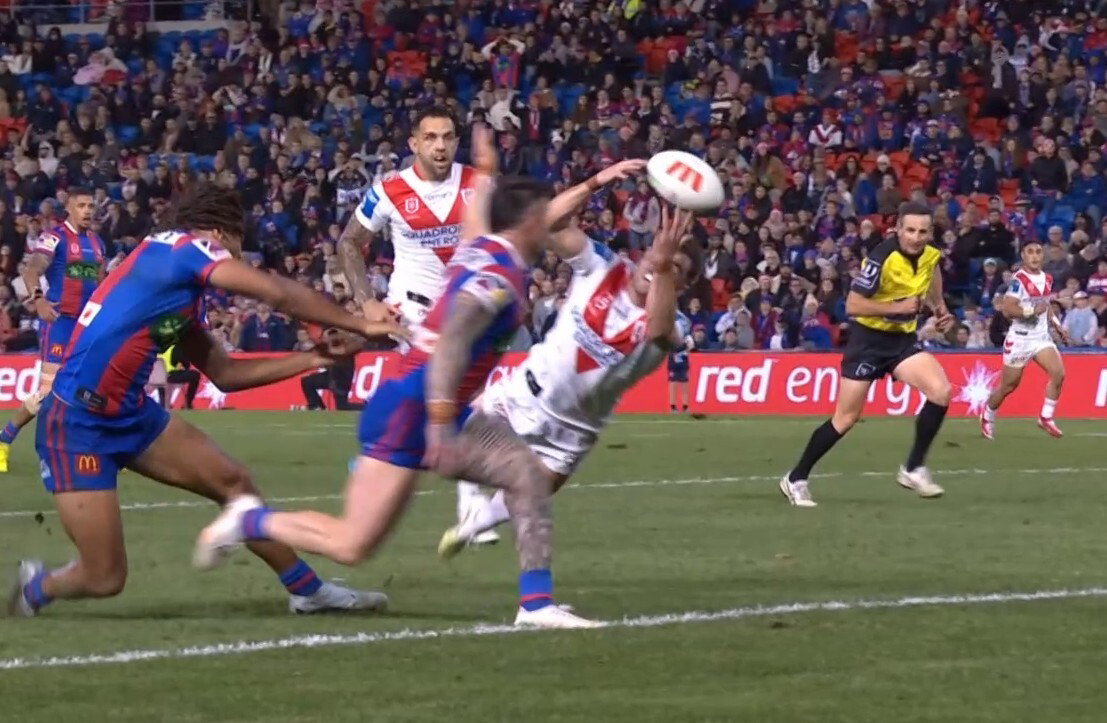 Player diving for the ball, unable to gather