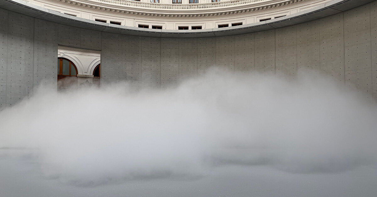 living fog cloud by fujiko nakaya fills bourse de commerce in paris