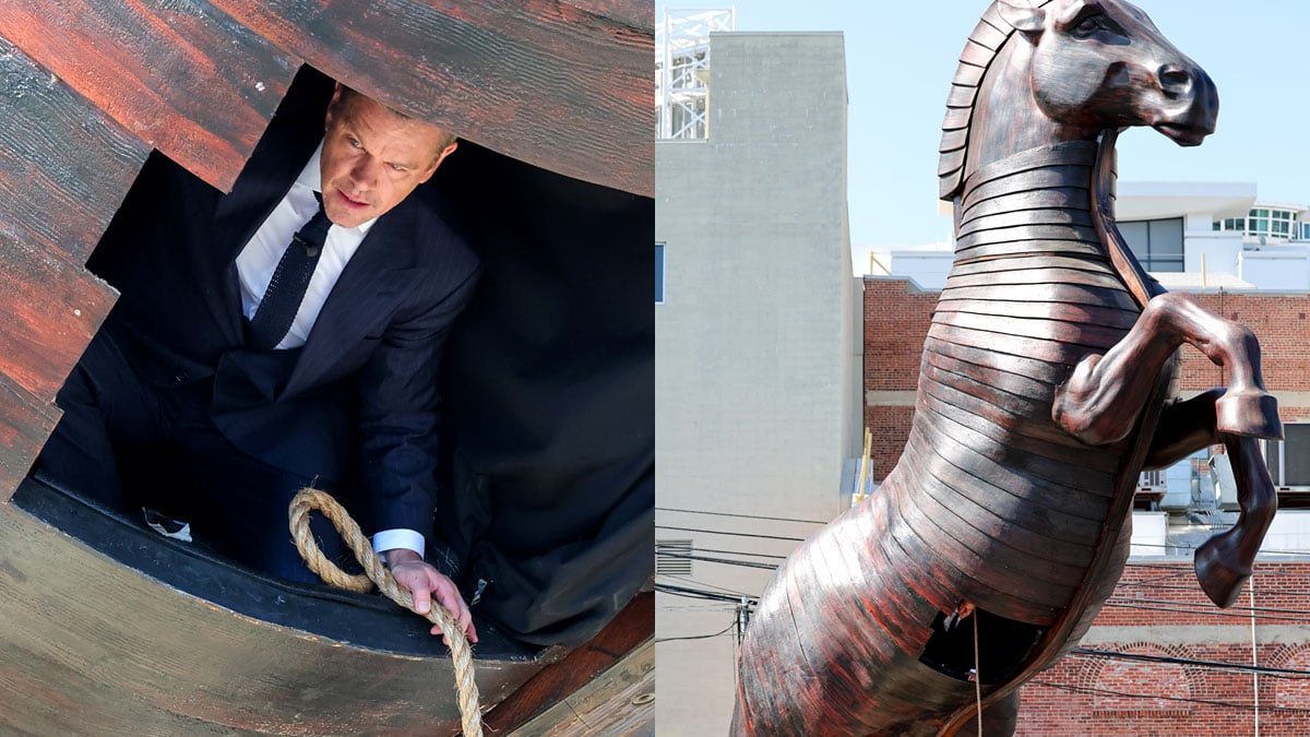 Matt Damon Gets Into a Giant Trojan Horse for 'Kimmel' Skit to Promote 'The Odyssey' - Just Jared - Celebrity News and Gossip