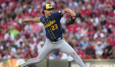 Milwaukee Brewers' Brandon Sproat delivers during the fourth inning of a baseball game against the Cincinnati Reds, Tuesday, June 23, 2026, in Cincinnati. (AP Photo/Kareem Elgazzar)