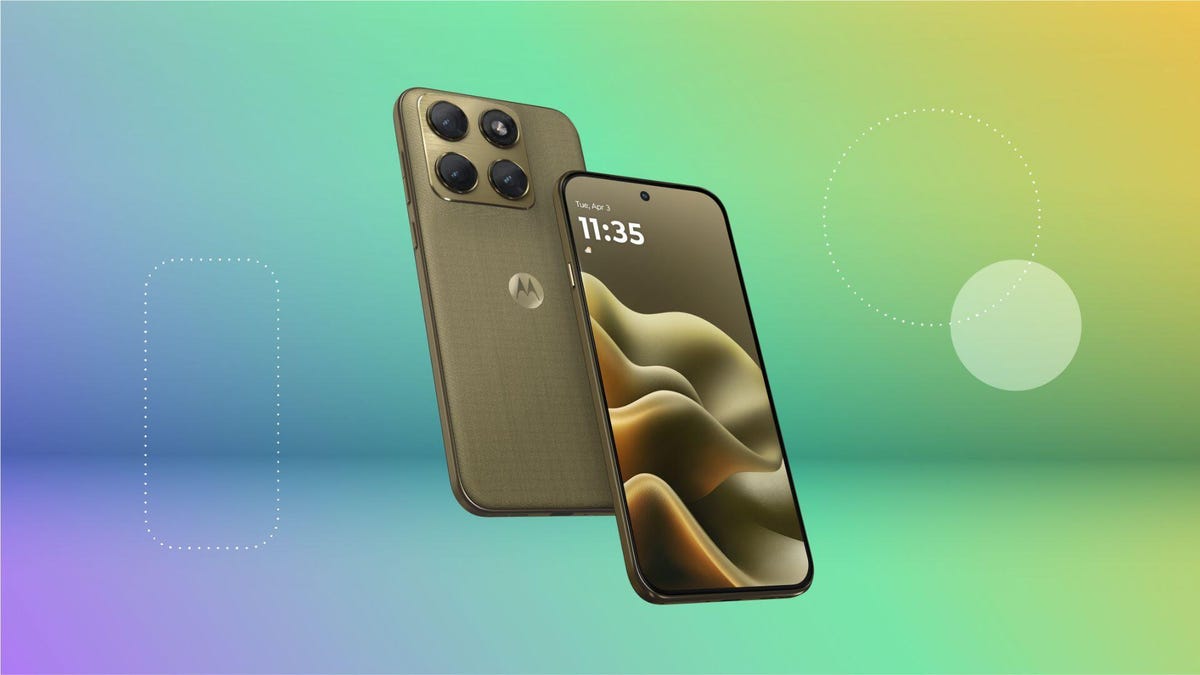 Motorola Edge on color background.
