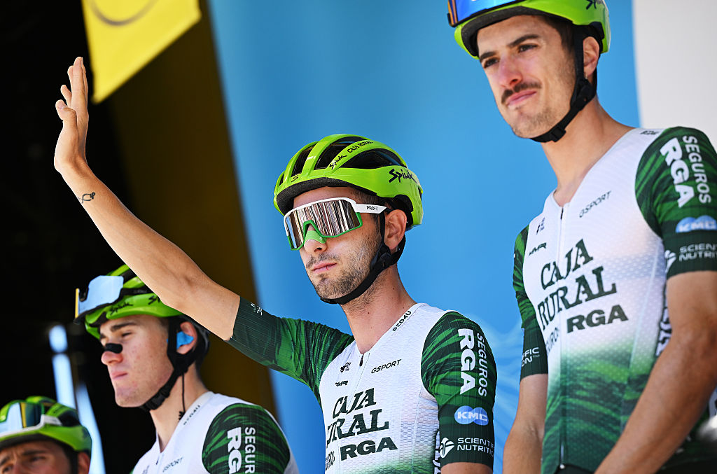 LA BRIDOIRE, FRANCE - JUNE 13: Jose Felix Parra of Spain and Team Caja Rural - Seguros RGA prior to the 78th Tour Auvergne-Rhone-Alpes 2026, Stage 7 a 133.6km stage from La Bridoire to Grand Colombier 1496m / #UCIWT / on June 13, 2026 in La Bridoire, France. (Photo by Dario Belingheri/Getty Images)