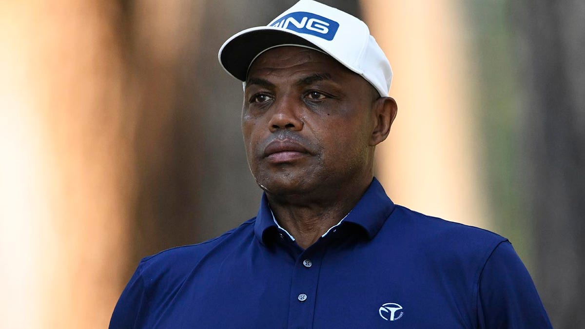 Charles Barkley standing in the second tee box at Edgewood Tahoe Golf Course