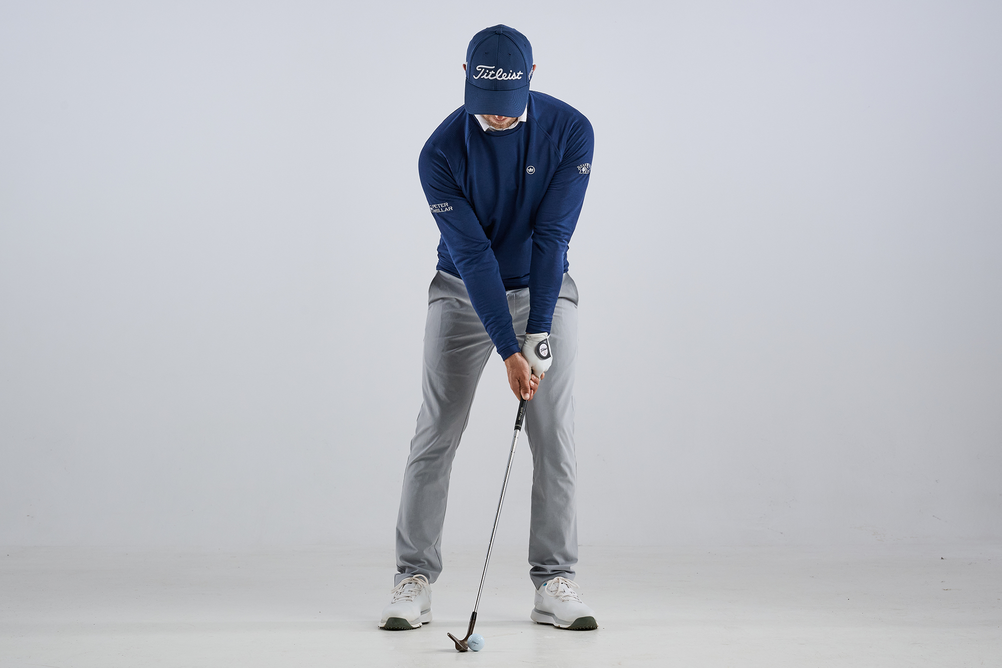 Alex Buckner demonstrating a setup change with a little more shaft lean towards the target for a lower flight