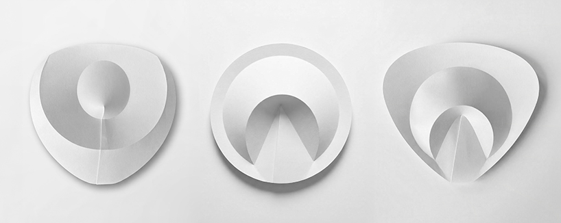 a ribless circular folded sculpture reimagines the traditional japanese paper fan - 1