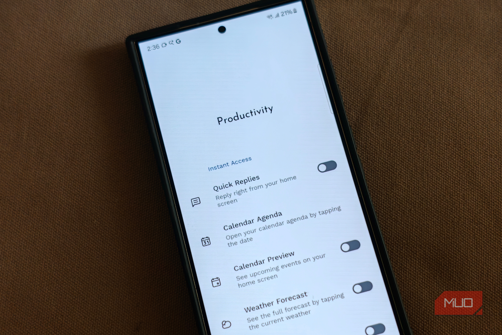 Productivity features on Niagara launcher