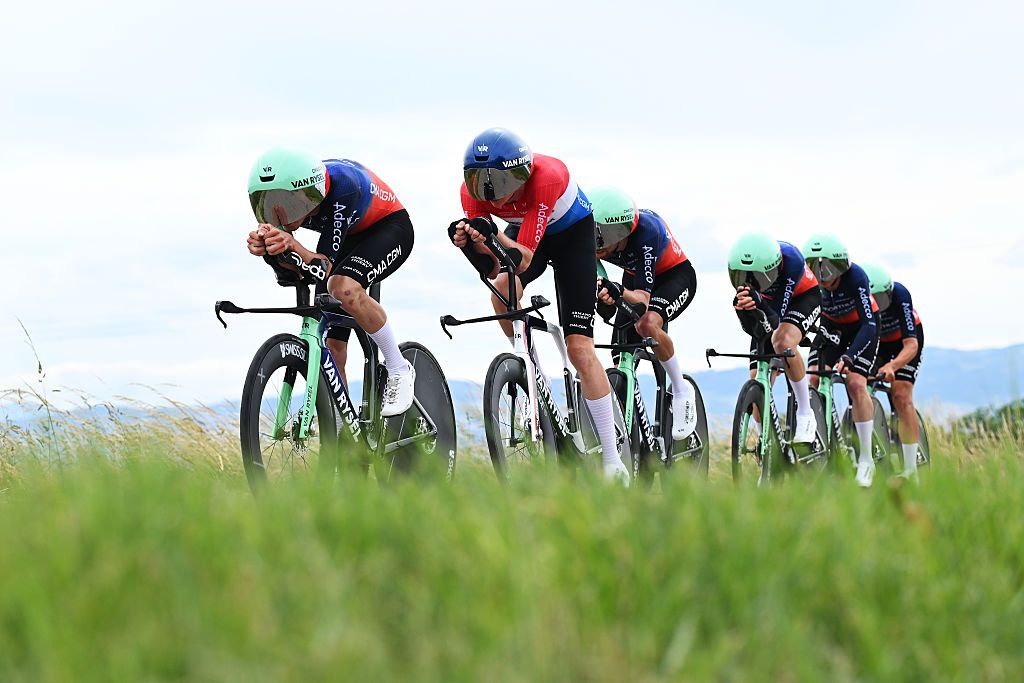 2026 Tour Auvergne-Rh&ocirc;ne-Alpes stage 3: Decathlon CMA CGM during the team time trial