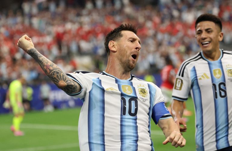 Soccer Football - FIFA World Cup 2026 - Group J - Argentina v Austria - Dallas Stadium, Arlington, Texas, U.S. - June 22, 2026 Argentina's Lionel Messi celebrates scoring their first goal IMAGN IMAGES via Reuters/Troy Taormina TPX IMAGES OF THE DAY