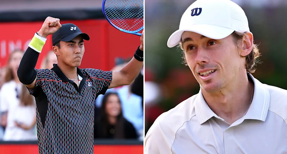 Pictured left to right , Aussie tennis stars Rinky Hijikata and Alex de Minaur.