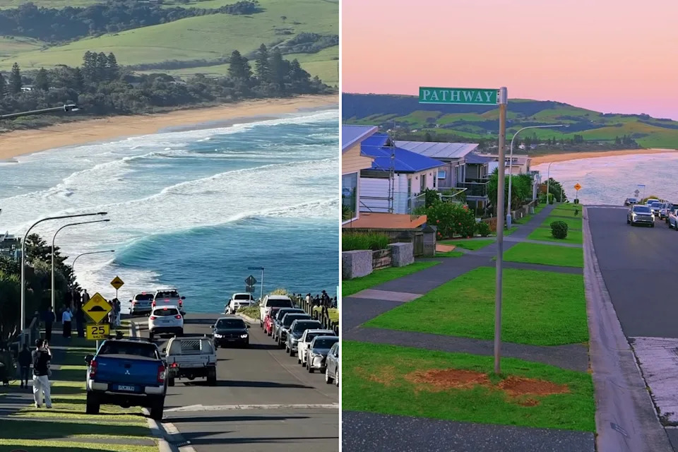 Two side-by-side images of Tasman Drive in Gerringong.