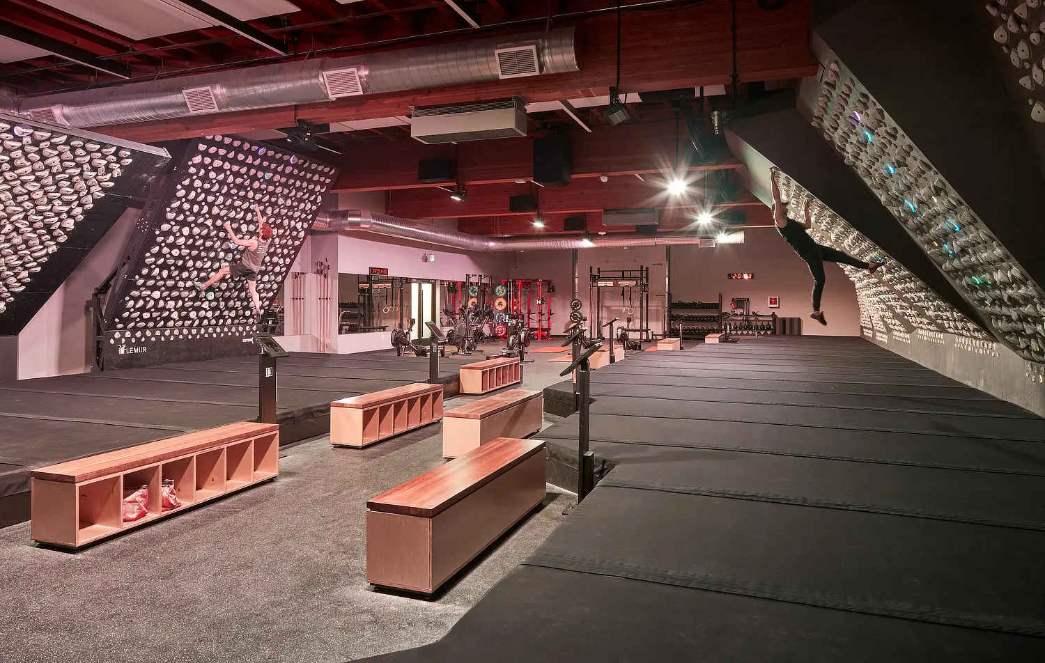 ROQ climbing gym with kilterboards.