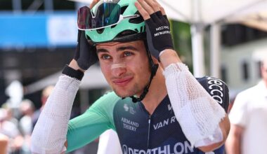Paul Seixas looks on before the start of the 8th and final stage of the Tour Auvergne-Rhone-Alpes cycling race