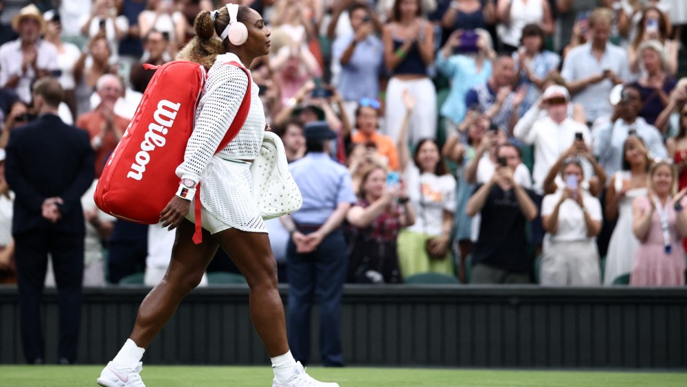 Serena Williams wears Nike for the women's singles first round at The Championships, Wimbledon on June 30 in London.