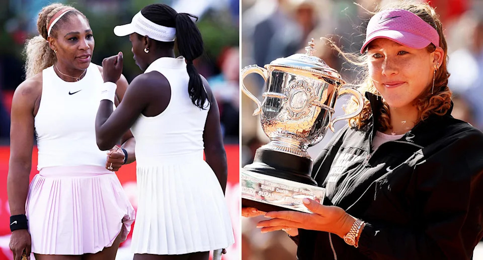 Serena Williams, Victoria Mboko and Mirra Andreeva.