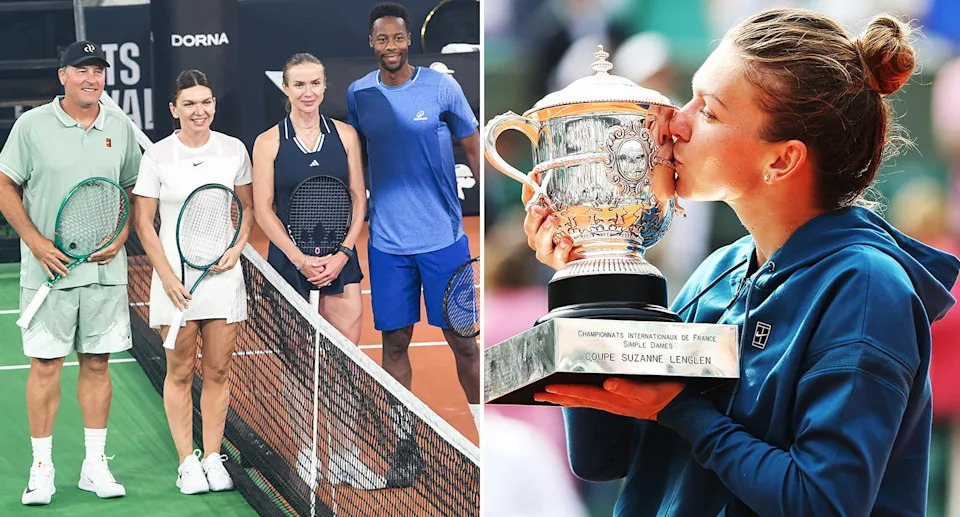 Simona Halep with Andrei Pavel, Elina Svitolina and Gael Monfils.