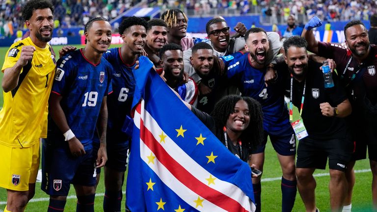 Cape Verde players celebrate after reaching the World Cup's round of 32