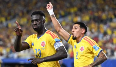 Colombia's Davinson Sanchez had a late goal ruled out - but the south Americans still qualified as Group K winners
