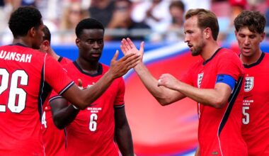 England's Harry Kane (second right) celebrates scoring against New Zealand