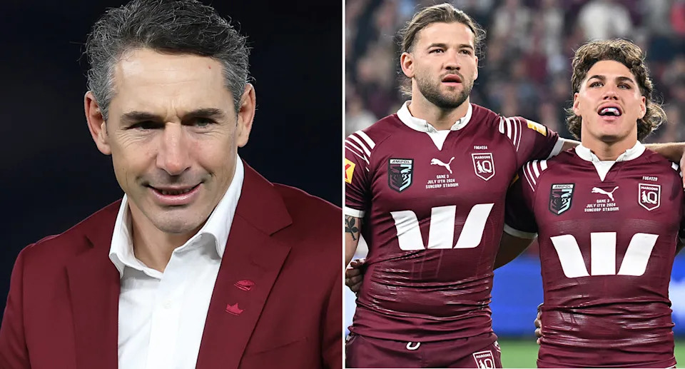 Maroons coach Billy Slater (L) faces a selection dilemma for Origin 3, following news Broncos star Patrick Carrigan (centre) is pushing to make a shock early return from injury. Pic: Getty