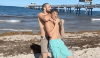 Watch UFC champion Sean Strickland choke fan on a beach