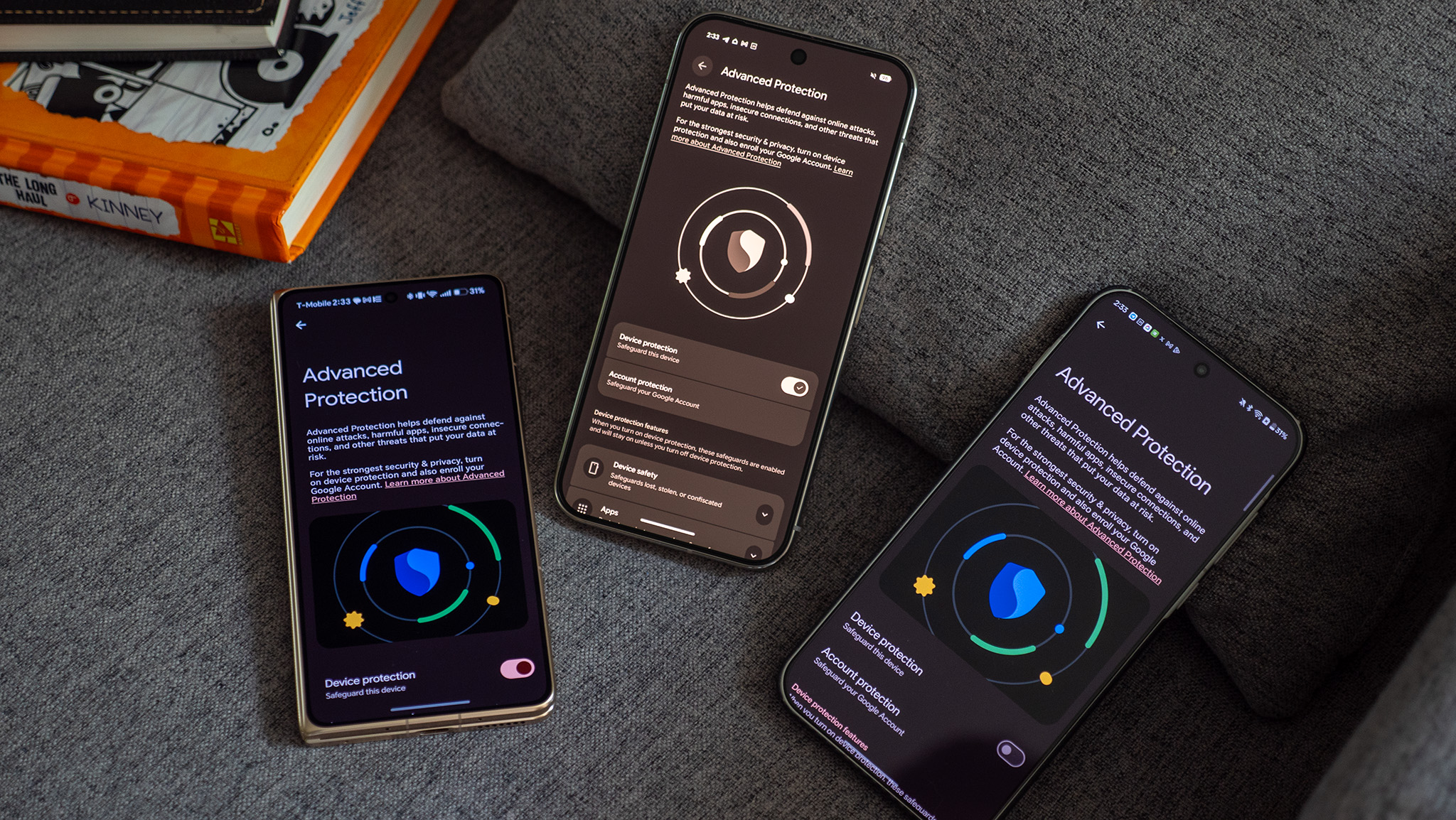 Three Android phones with Advanced Protection on Android 16