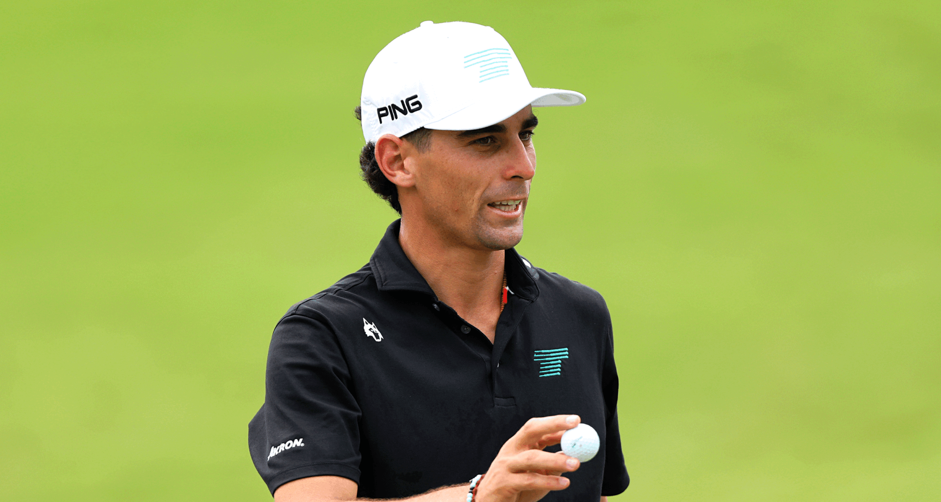 Joaquin Niemann holds his ball up to the crowd during LIV Golf Mexico City 2026