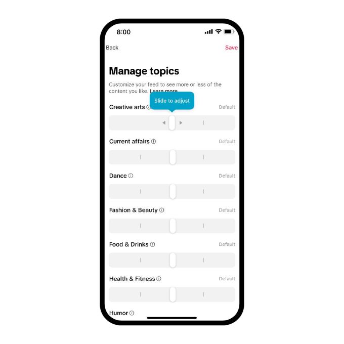 TikTok's new 'Manage Topics' tool