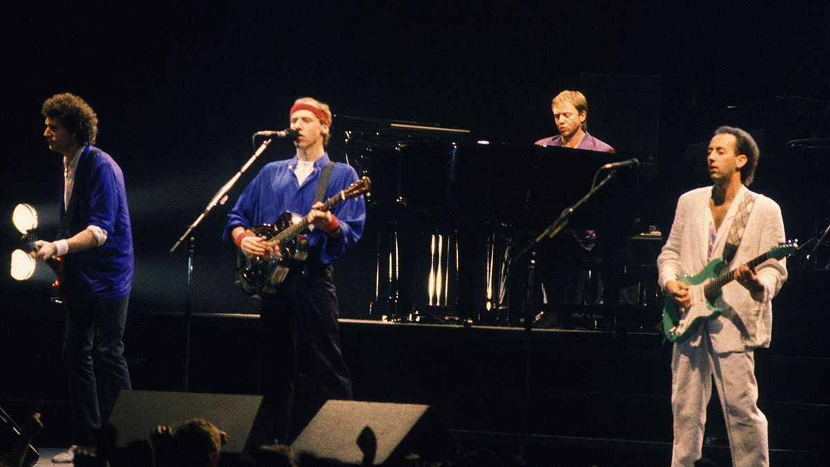 PARIS, FRANCE - NOVEMBER 27: Group Dire Straits Concert at Paris Bercy Concert Hall, Paris, November 27, 1985. (Photo by Frederic REGLAIN/Gamma-Rapho via Getty Images)