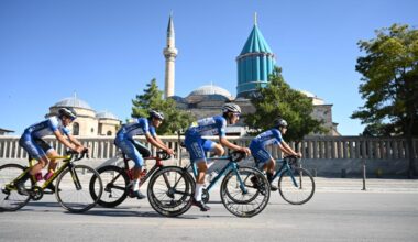 Cyclists compete in the Granfondo Road Cycling Race near the Mevlana Museum in Konya, Türkiye, June 28, 2026. (AA Photo)