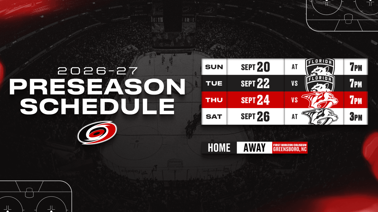 Hurricanes Announce 2026 Exhibition Schedule