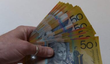 A wad of Australian fifty dollar notes